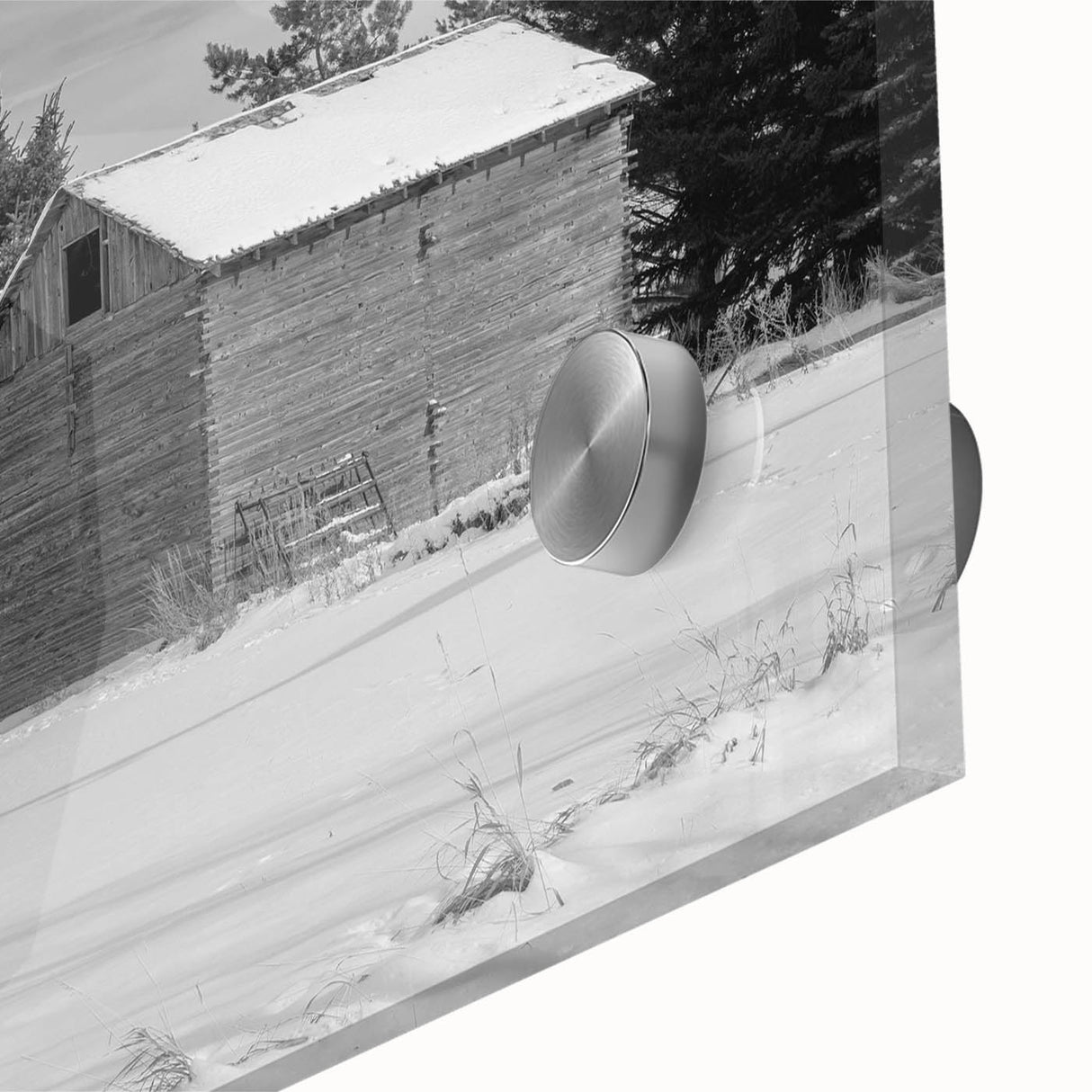 Large abstract wall art featuring a mid-century modernist Idaho scenery in muted earth tones on acrylic glass.