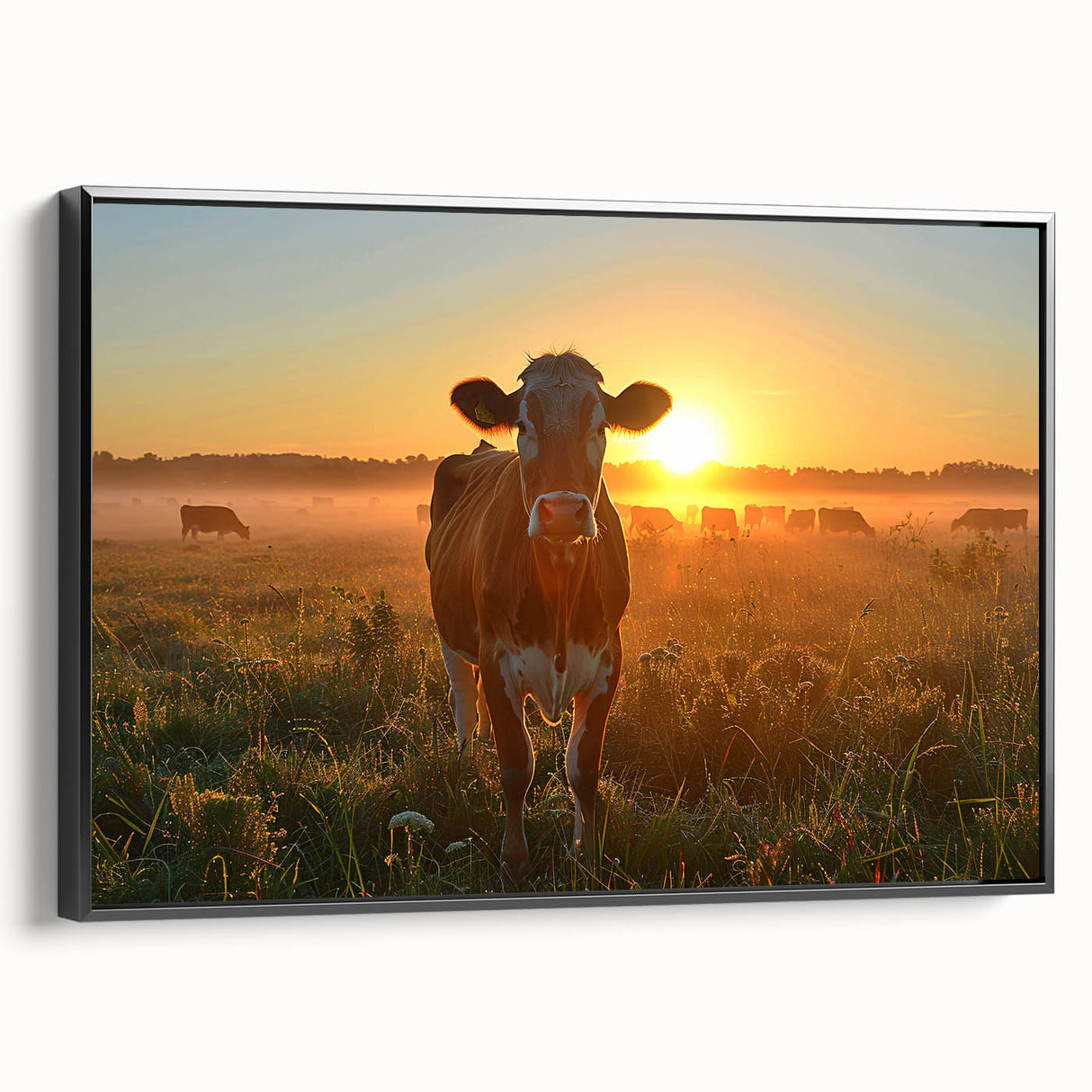 Black and white landscape art of Kentucky scenery on a framed canvas, suitable for bedroom wall decor.