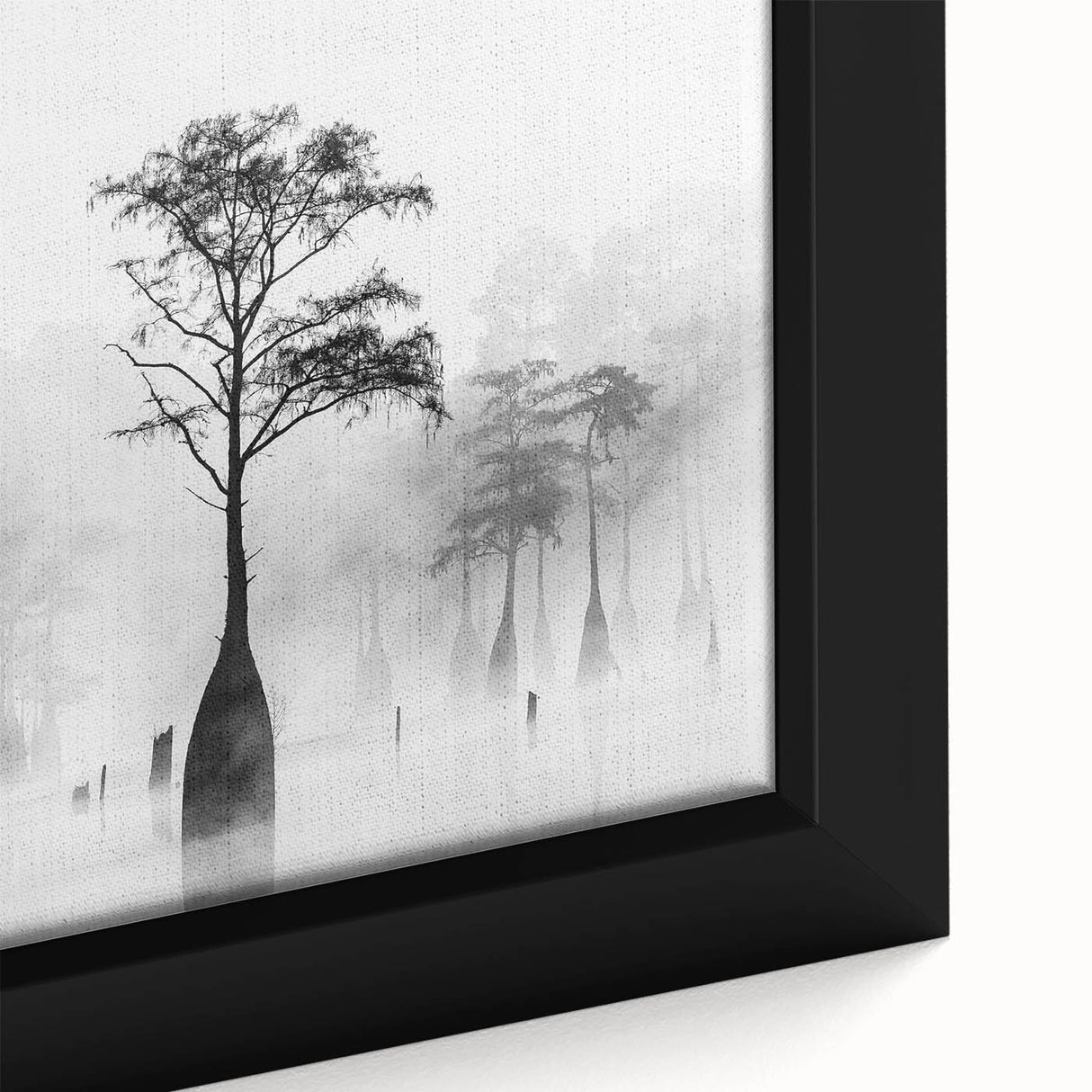 Extra large black canvas featuring a textured, colorful Louisiana scenery, ideal for living room decor.