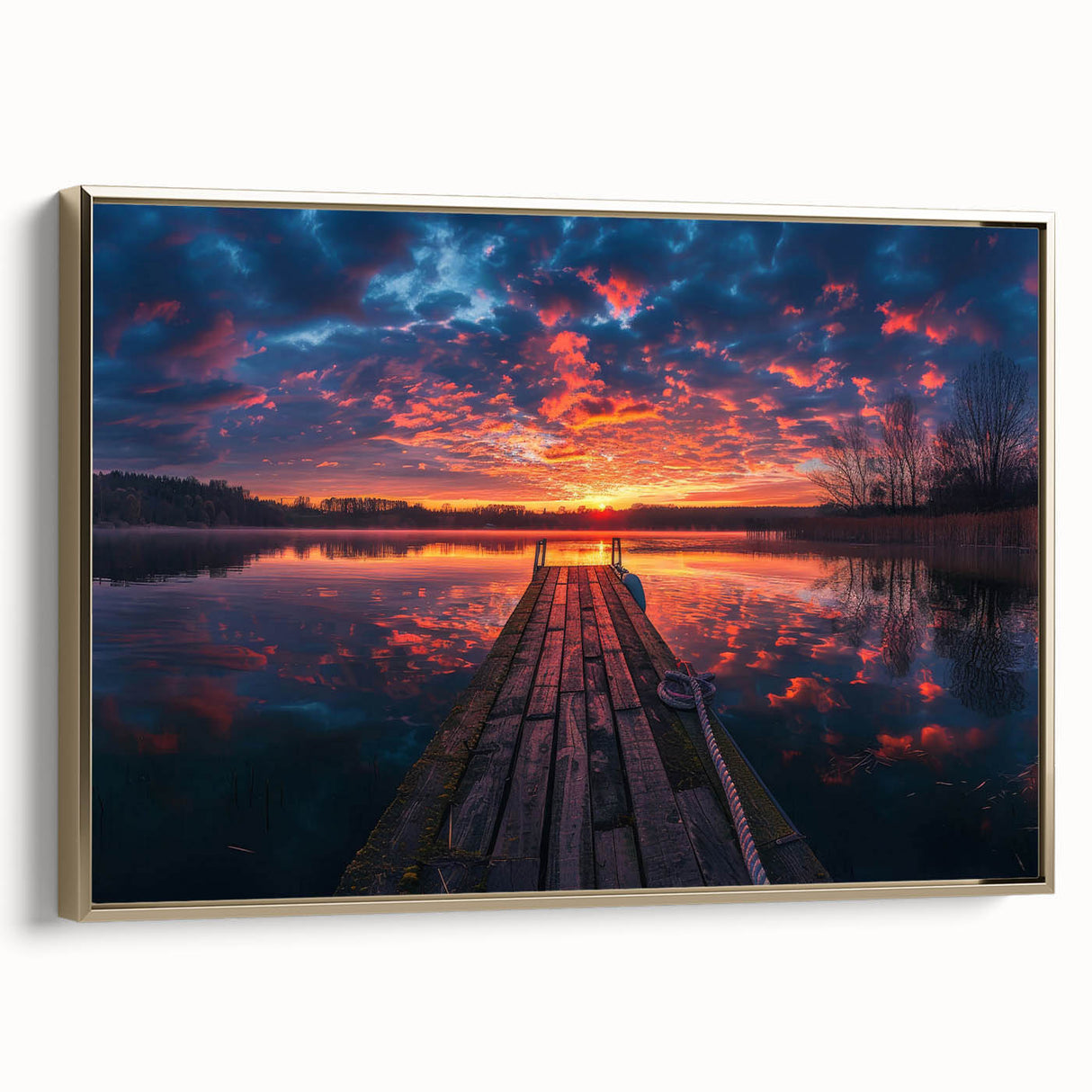 Framed canvas of a vintage-style Charlotte, North Carolina landscape in muted gold and black tones.