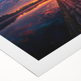 Art deco poster of Charlotte skyline in muted blue tones on rolled canvas, ideal for dining room wall art.