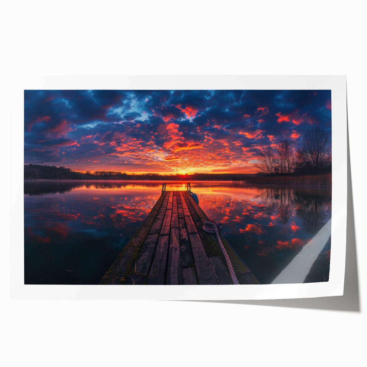 Rolled print of Charlotte, North Carolina skyline in muted blue tones, suitable for art wall dining room.