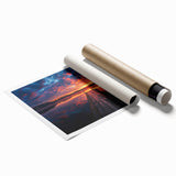Extra large rolled print of Charlotte, North Carolina skyline in muted gray and blue tones.
