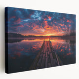 Charlotte skyline in muted blue tones on stretched canvas, suitable for kitchen wall art.
