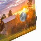 Large abstract wall art depicting Vermont scenery in mid-century modernist style on acrylic glass.