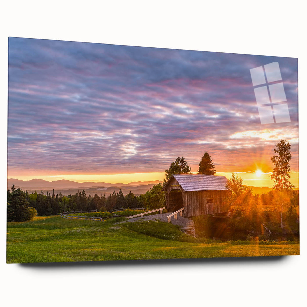 Large abstract acrylic print featuring Vermont scenery in muted earthy tones, ideal for bedroom or dining room decor.