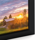 Extra large black wall art featuring a textured Vermont scenery in vibrant colors, ideal for living room decor.