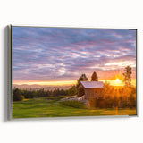 Landscape art painting of a Vermont scenery in colorful hues on a framed canvas, ideal for enhancing living room decor.