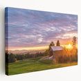 Scenic Vermont landscape on large stretched canvas with lush green tones, ideal for kitchen wall art.