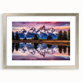 Textured art print of Wyoming's Grand Tetons in abstract style, featuring muted earth tones.