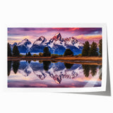 Grand Tetons landscape on rolled print, featuring muted earth tones and expansive scenery, ideal for art wall dining room.