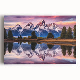 Black and white photo of the Grand Tetons on stretched canvas, suitable for kitchen wall art or bedroom.