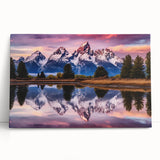Black and white stretched canvas of the Grand Tetons, ideal for kitchen wall art.