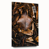 Large abstract wall art on acrylic glass, featuring swirling autumnal hues, ideal for bedroom or dining room decor.