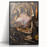 Large abstract wall art featuring autumnal shades on a black acrylic frame, ideal for modern living room decor.