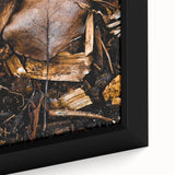 Extra large framed canvas featuring textured black wall art with colorful autumn leaves, ideal for living room decor.