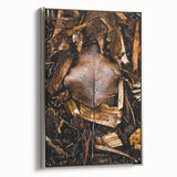 Framed canvas landscape art painting depicting a vintage-style autumn scene with colorful foliage on black background.