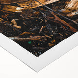 Art deco poster featuring an autumnal scene with warm orange and brown hues, ideal for dining room wall art.