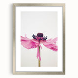 Textured art featuring abstract spring motifs in muted greens and whites on a silver-framed canvas.