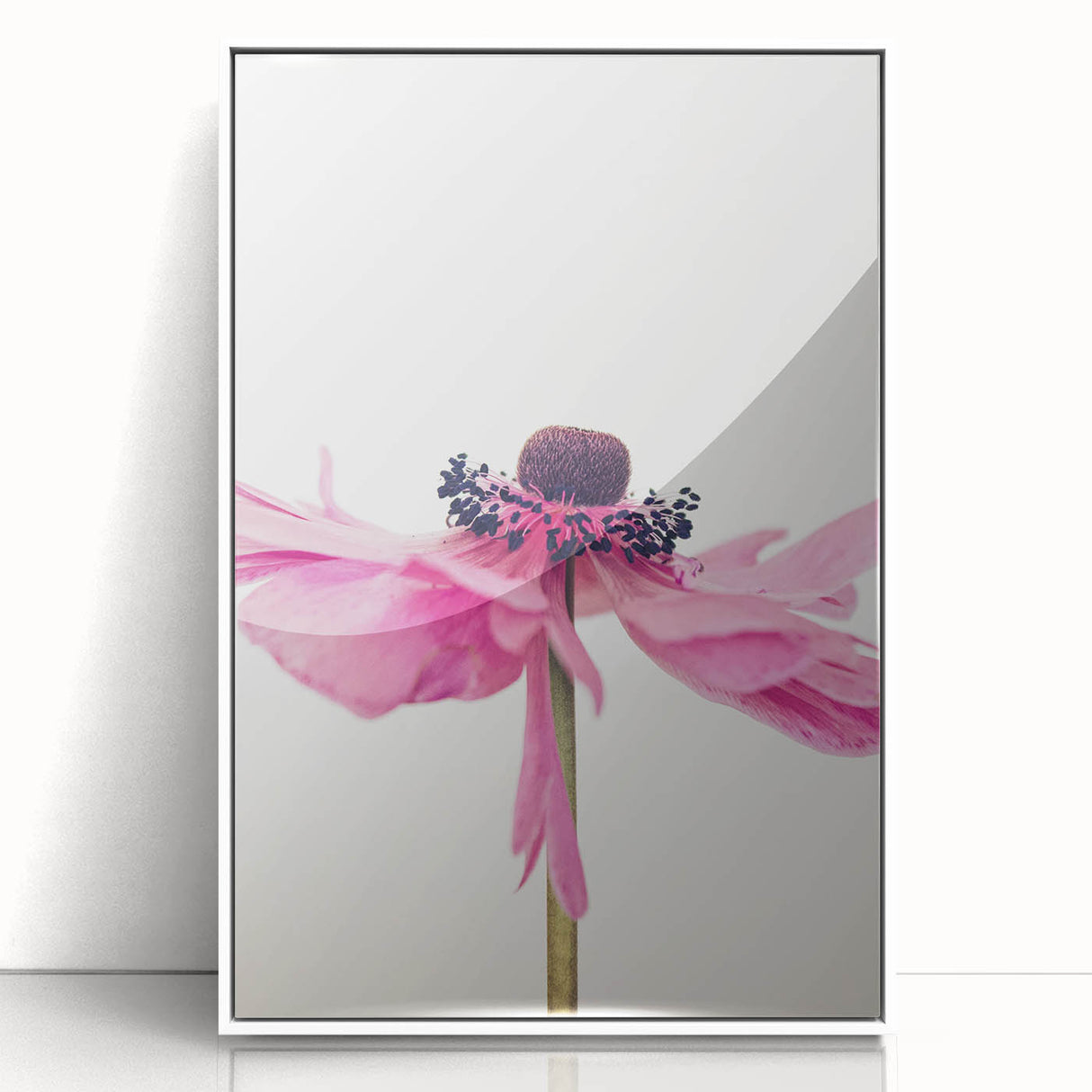 Art deco poster featuring a stylized spring scene in pastel shades on white acrylic, ideal for nursery wall art.