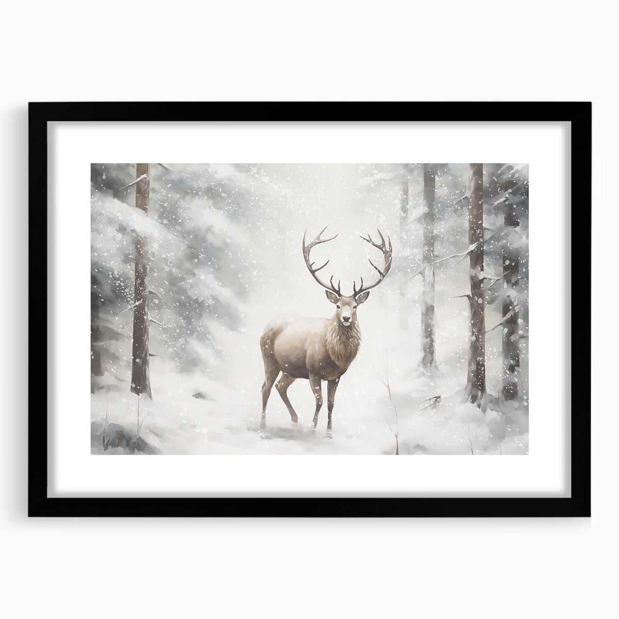 Extra large abstract art print featuring textured lines and vibrant winter hues on a black framed canvas.