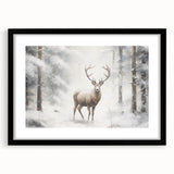Extra large abstract art print featuring textured lines and vibrant winter hues on a black framed canvas.
