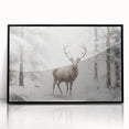 Large abstract wall art featuring winter-themed colors in blues and whites, acrylic print framed in black.
