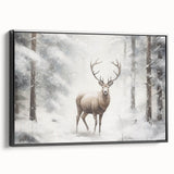 Black and white wall art featuring a winter landscape on framed canvas, ideal for bedroom decor.