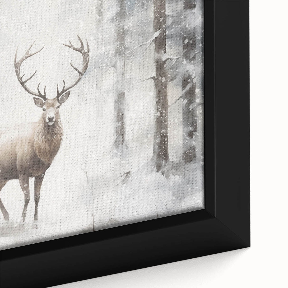 Extra large black wall art featuring a textured winter scene on framed canvas, ideal for living room decor.