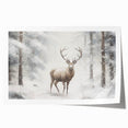 Rolled canvas print of winter-themed floral art in muted blue and white tones, suitable for dining room or bathroom decor.