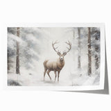 Rolled canvas print of winter-themed floral art in muted blue and white tones, suitable for dining room or bathroom decor.