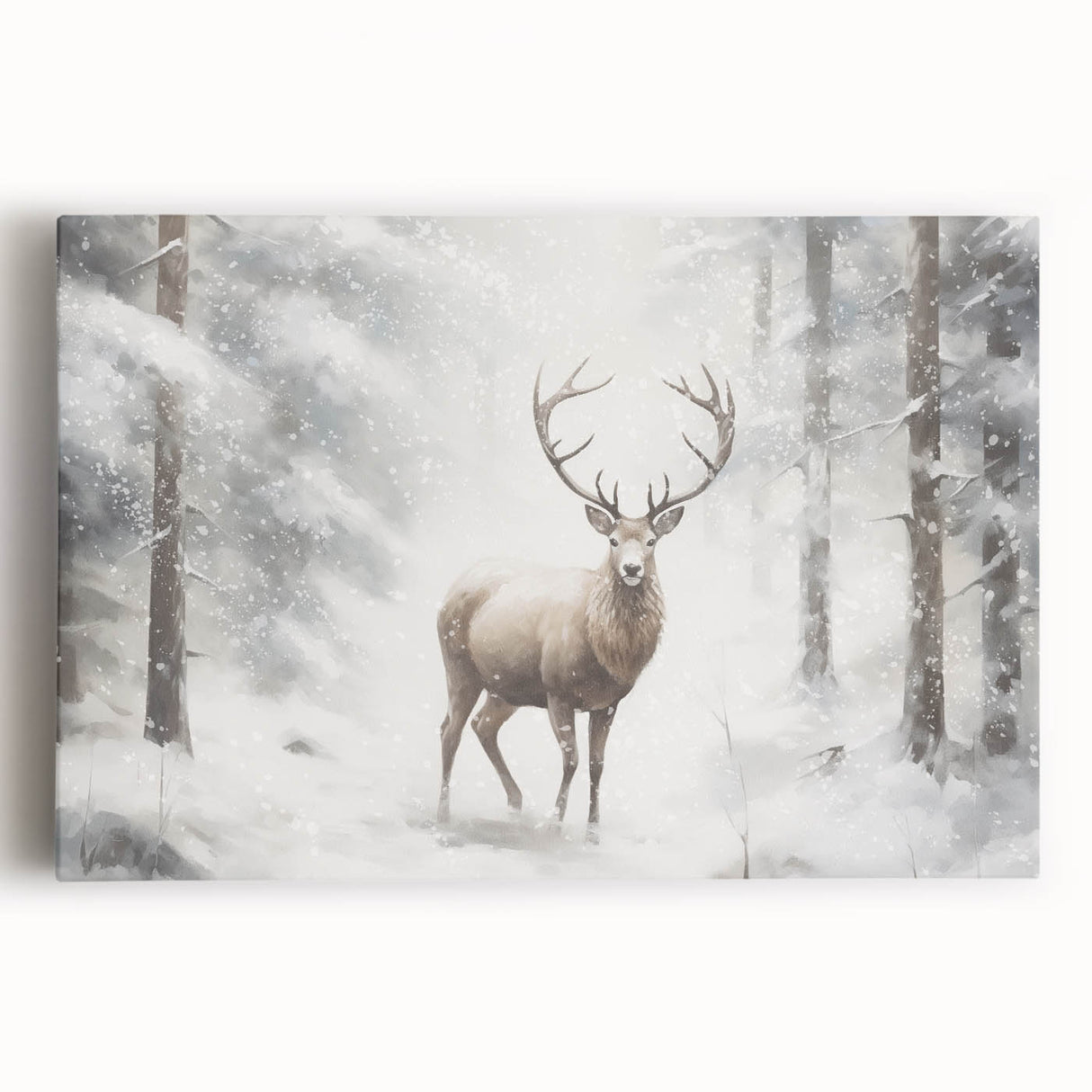 Winter tree silhouette in black and white on large stretched canvas, suitable for kitchen wall art.