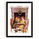 1913 Holiday Vogue Cover Art - Vintage Festive Couple Wall Print