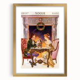 1913 Holiday Vogue Cover Art - Vintage Festive Couple Wall Print