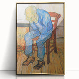Art deco poster of a Van Gogh painting in a gold frame, acrylic print, suitable for modern art wall decor in a nursery.