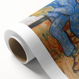 Art deco poster of a starry night scene in blues and yellows on rolled canvas, suitable for nursery wall art.