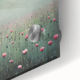 Close-up of a vibrant abstract floral design on acrylic glass, showcasing intricate details and bold colors. Ideal for modern decor and art enthusiasts.