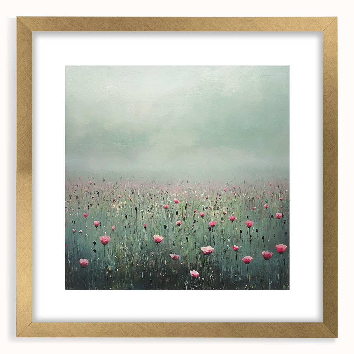 Elegant abstract floral frame with a gold mat, showcasing intricate botanical designs and a luxurious finish, ideal for enhancing home decor aesthetics.