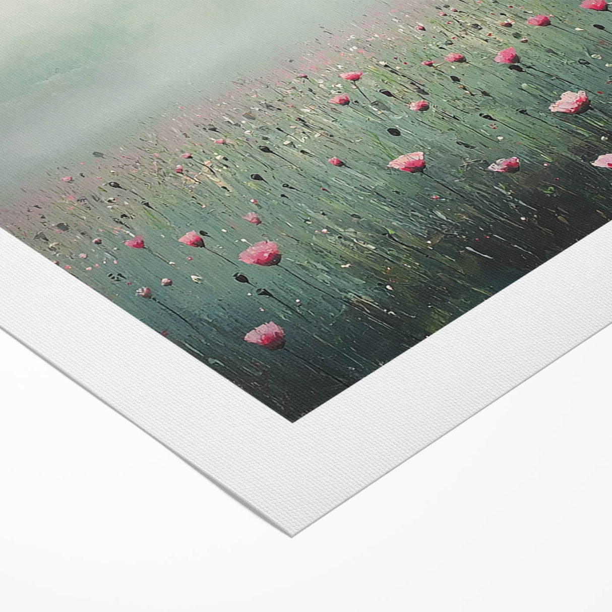 Abstract floral design on rolled canvas, showcasing vibrant colors and intricate patterns, elegantly packaged in a protective cardboard tube for easy display. Ideal for modern home decor.
