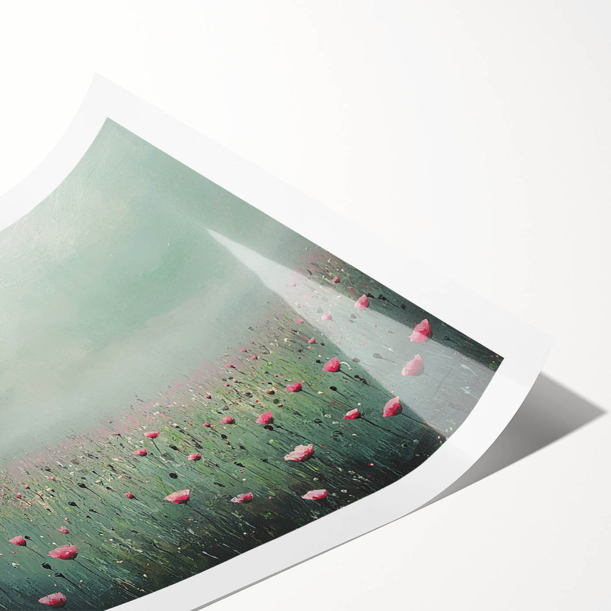 Abstract floral rolled print showcasing vibrant colors and intricate designs, elegantly packaged in a protective cardboard tube, perfect for home decor enhancement.