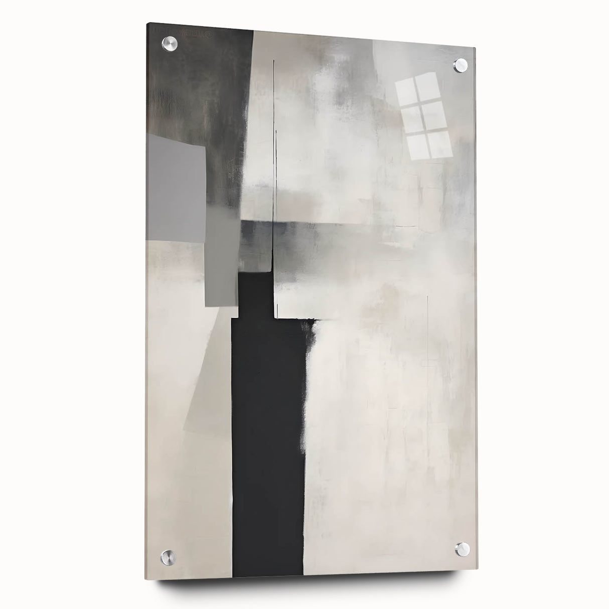 Abstract minimalist wall art design featuring geometric shapes and soft pastel colors on acrylic glass, perfect for modern decor and enhancing contemporary spaces.
