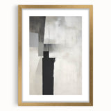 Abstract minimalist wall art framed in gold with a mat, showcasing a unique design that enhances modern decor, perfect for stylish interior settings.
