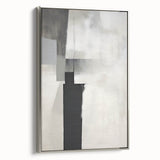 Framed abstract minimalist wall art in silver, showcasing a sleek design with clean lines and soft colors, ideal for modern home decor or office spaces.