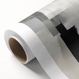 Abstract minimalist wall art on rolled canvas, showcasing soft pastel colors and geometric shapes, ideal for modern home decor. Packaged securely in a cardboard tube.