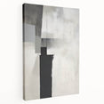 Abstract minimalist wall art featuring soft pastel colors on stretched canvas, showcasing a side view of the artwork, ideal for modern home decor.