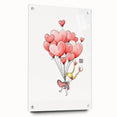 Floating Heart Balloons Girls Room Wall Art - Playful Nursery Print