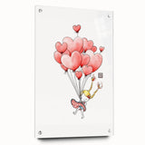 Floating Heart Balloons Girls Room Wall Art - Playful Nursery Print