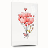 Floating Heart Balloons Girls Room Wall Art - Playful Nursery Print