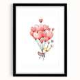 Floating Heart Balloons Girls Room Wall Art - Playful Nursery Print