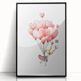 Floating Heart Balloons Girls Room Wall Art - Playful Nursery Print